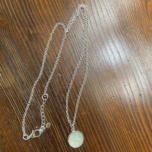 White and Silver Sparkly Pendant Necklace- Anthropologie